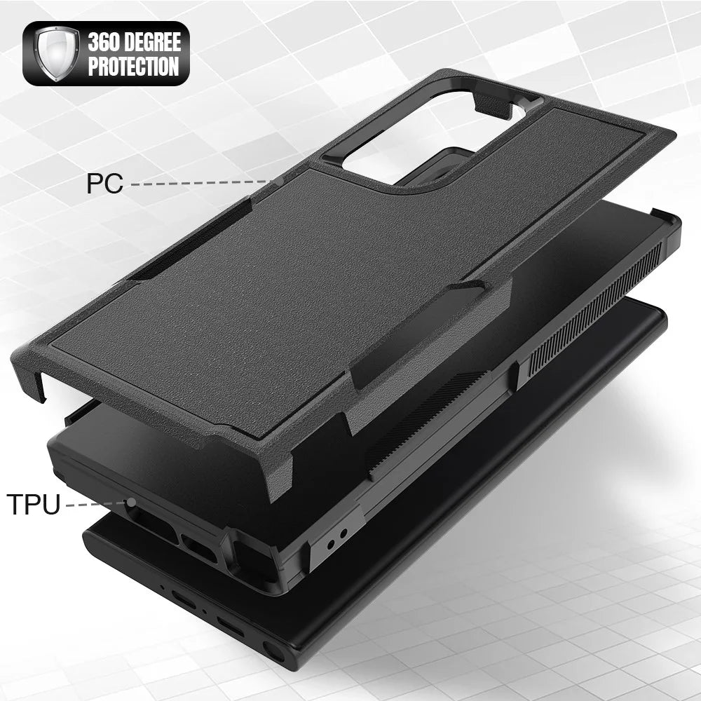 For Samsung Galaxy S23 Ultra Phone Cover PC+TPU Anti-drop Cell Phone Case - Black - 3