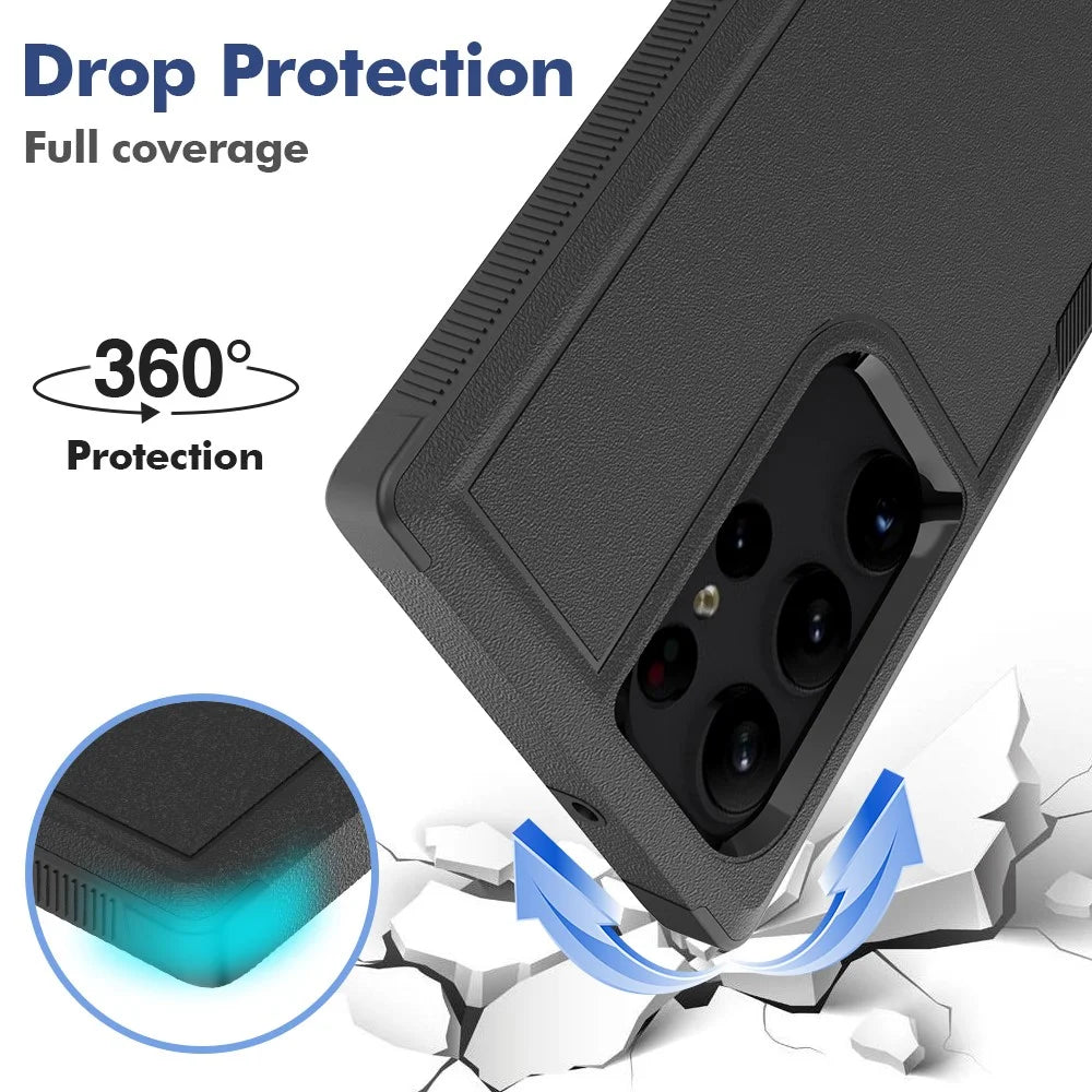 For Samsung Galaxy S23 Ultra Phone Cover PC+TPU Anti-drop Cell Phone Case - Black - 5
