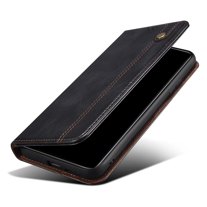 For vivo X100 Pro 5G Cell Phone Case Magnetic Closing Leather Stand Wallet Cover - Black - 5