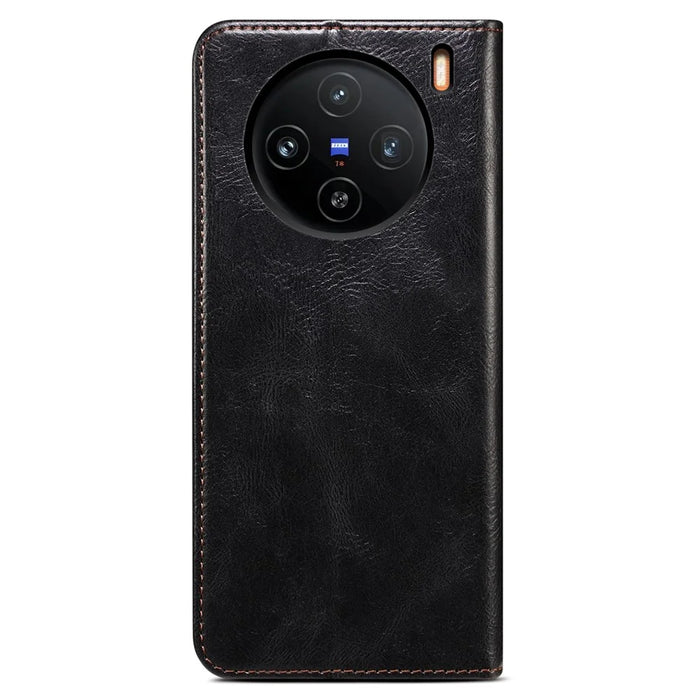 For vivo X100 Pro 5G Cell Phone Case Magnetic Closing Leather Stand Wallet Cover - Black - 7