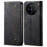 For vivo X100 5G Cell Phone Case Jeans Cloth Texture Wallet Stand Leather Cover - Black - 1
