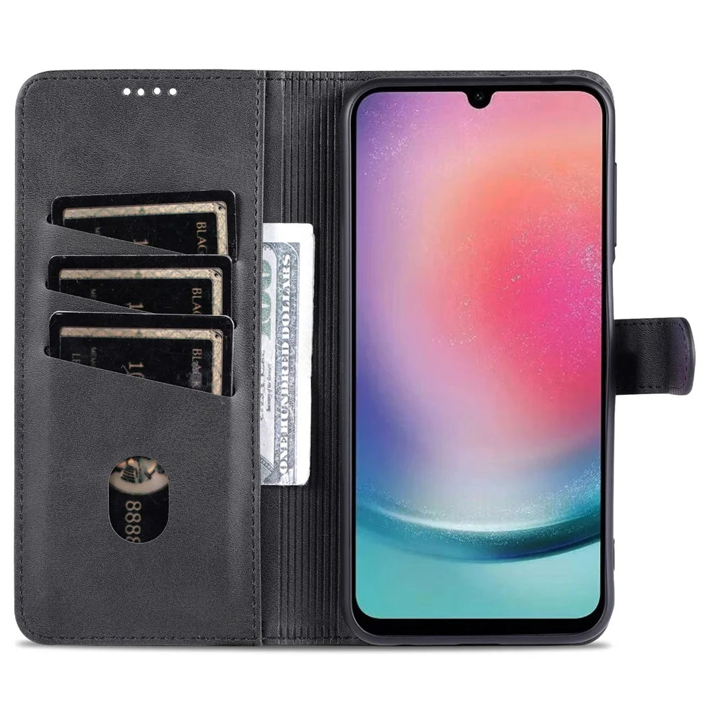 AZNS For Samsung Galaxy A05s 4G Cell Phone Case PU Leather Wallet Cover - Black - 2