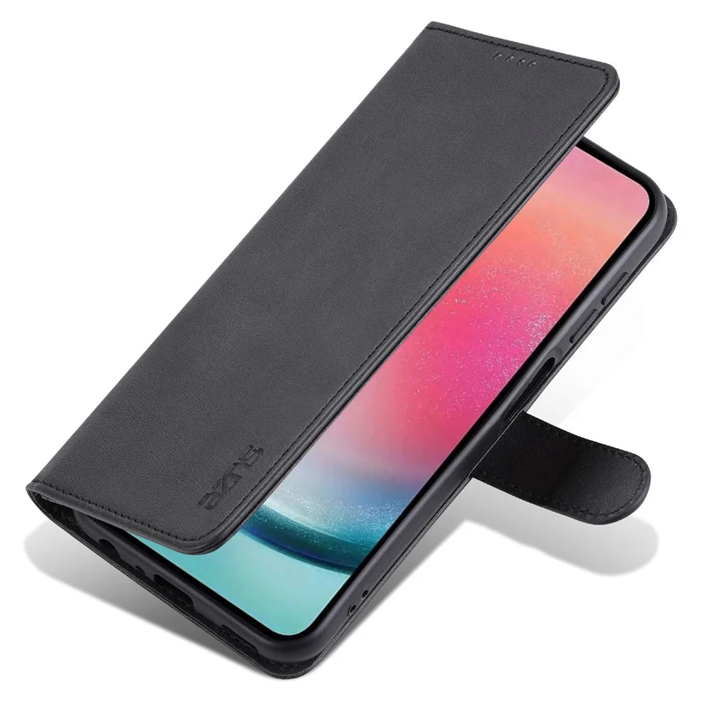 AZNS For Samsung Galaxy A05s 4G Cell Phone Case PU Leather Wallet Cover - Black - 5