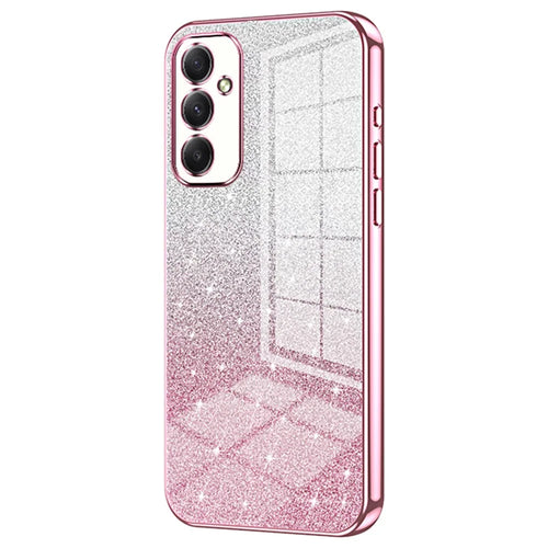 For Samsung Galaxy A34 5G Cell Phone Cases Electroplating Gradient Glitter TPU Cover - Pink - 1