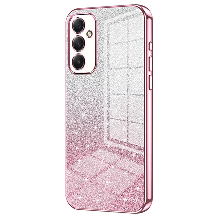 For Samsung Galaxy A34 5G Cell Phone Cases Electroplating Gradient Glitter TPU Cover - Pink - 1