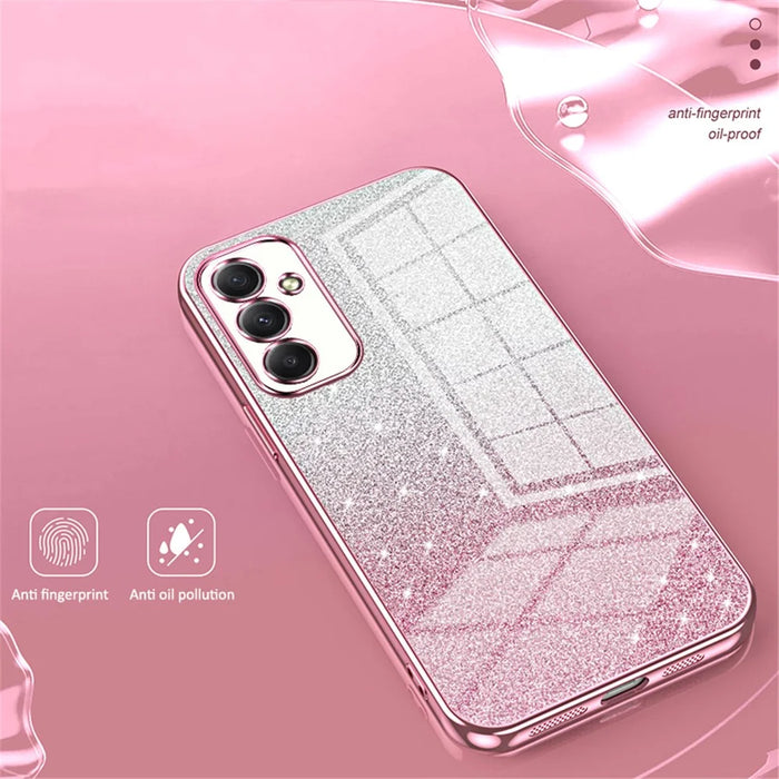For Samsung Galaxy A34 5G Cell Phone Cases Electroplating Gradient Glitter TPU Cover - Pink - 3