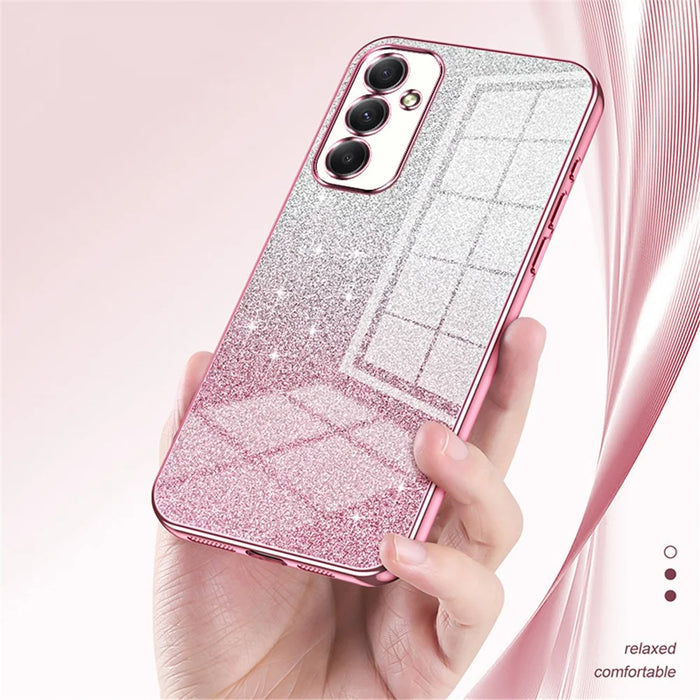 For Samsung Galaxy A34 5G Cell Phone Cases Electroplating Gradient Glitter TPU Cover - Pink - 4