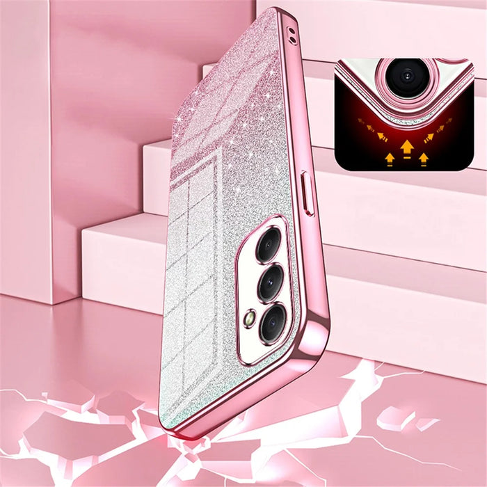 For Samsung Galaxy A34 5G Cell Phone Cases Electroplating Gradient Glitter TPU Cover - Pink - 5