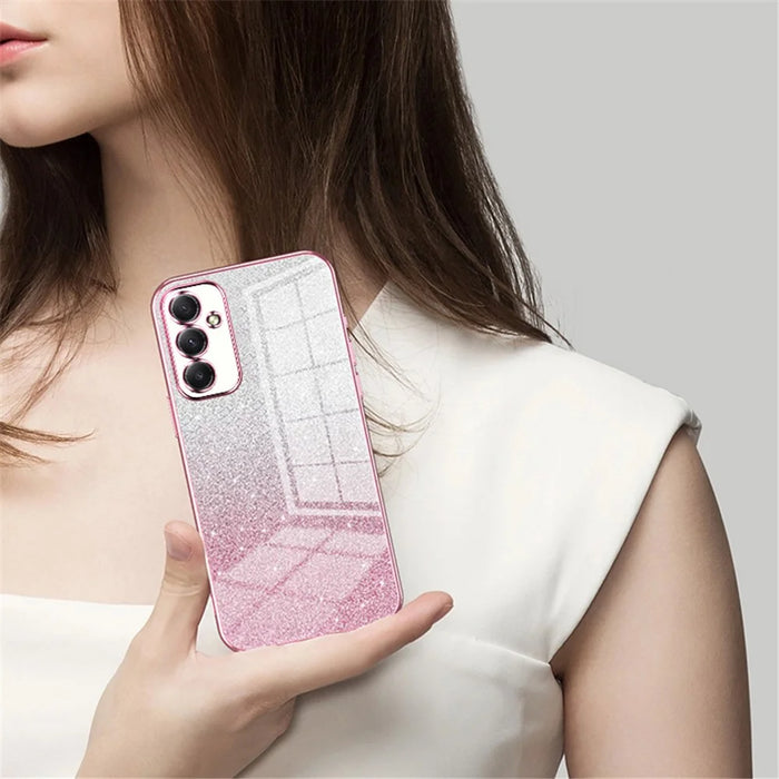 For Samsung Galaxy A34 5G Cell Phone Cases Electroplating Gradient Glitter TPU Cover - Pink - 6