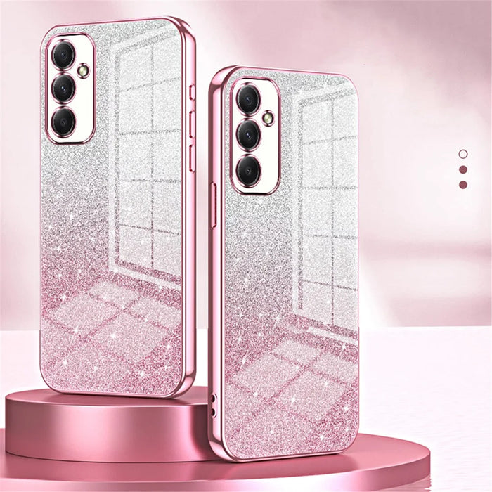 For Samsung Galaxy A34 5G Cell Phone Cases Electroplating Gradient Glitter TPU Cover - Pink - 7