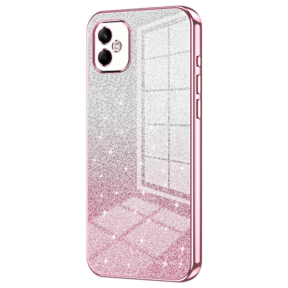 For Samsung Galaxy A05 4G Cell Phone Cases Electroplating TPU Precise Cutout Cover - Pink - 1