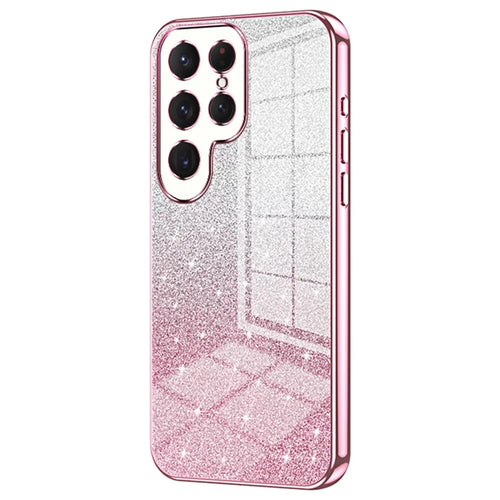 For Samsung Galaxy S24 Ultra TPU Case Precise Cutout Glitter Design Phone Back Cover - Pink - 1