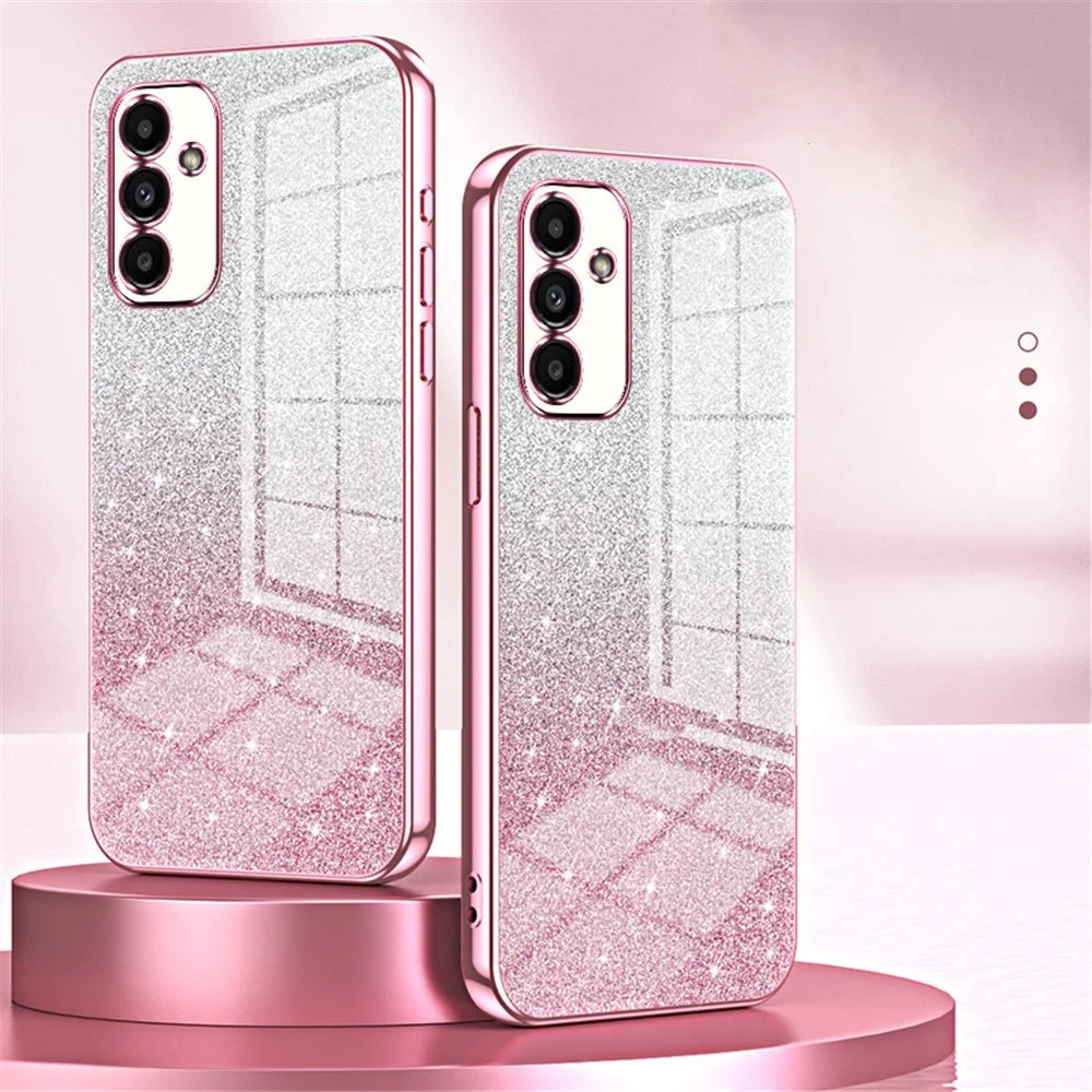 For Samsung Galaxy A14 5G / A14 4G Case Drop Proof Glitter Precise Cutout TPU Phone Shell - Pink - 7