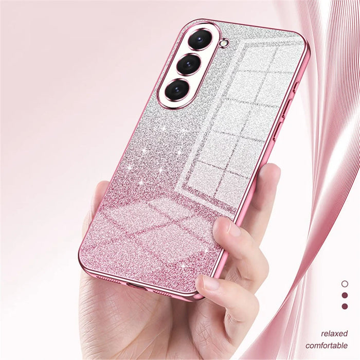 For Samsung Galaxy S23 Case Slim-Fit Glitter Precise Cutout TPU Cell Phone Protector - Pink - 4