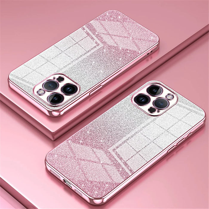 For iPhone 14 Pro Max Precise Cutout Cell Phone Case Fall Proof Glitter TPU Cover - Pink - 2