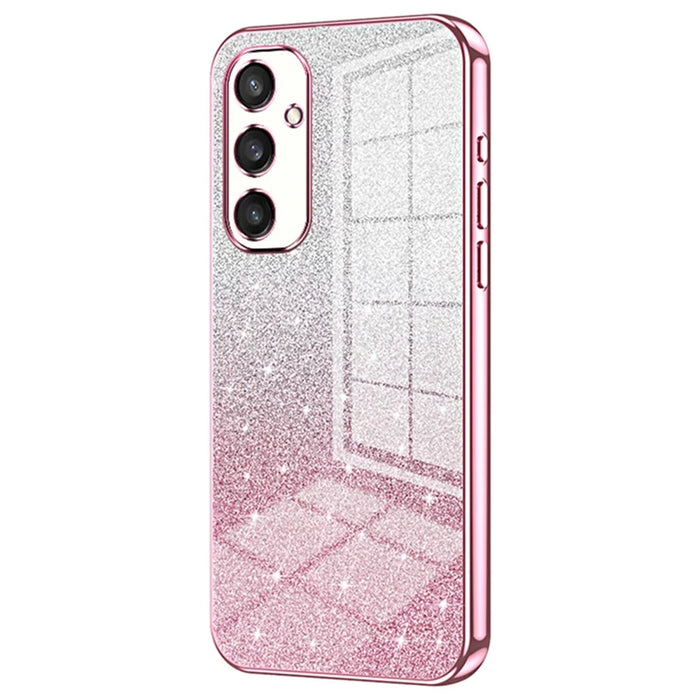For Samsung Galaxy S24+ Cell Phone Case Precise Cutout TPU Electroplating Glitter Back Cover - Pink - 1