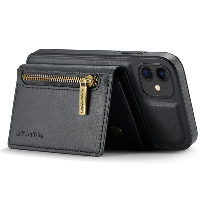 DG.MING M5 Series For iPhone 11 Wallet Case Zipper Pocket Card Slots Phone Cover - Black - 2