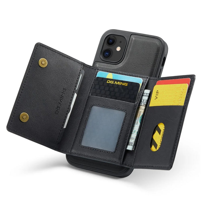 DG.MING M5 Series For iPhone 11 Wallet Case Zipper Pocket Card Slots Phone Cover - Black - 4
