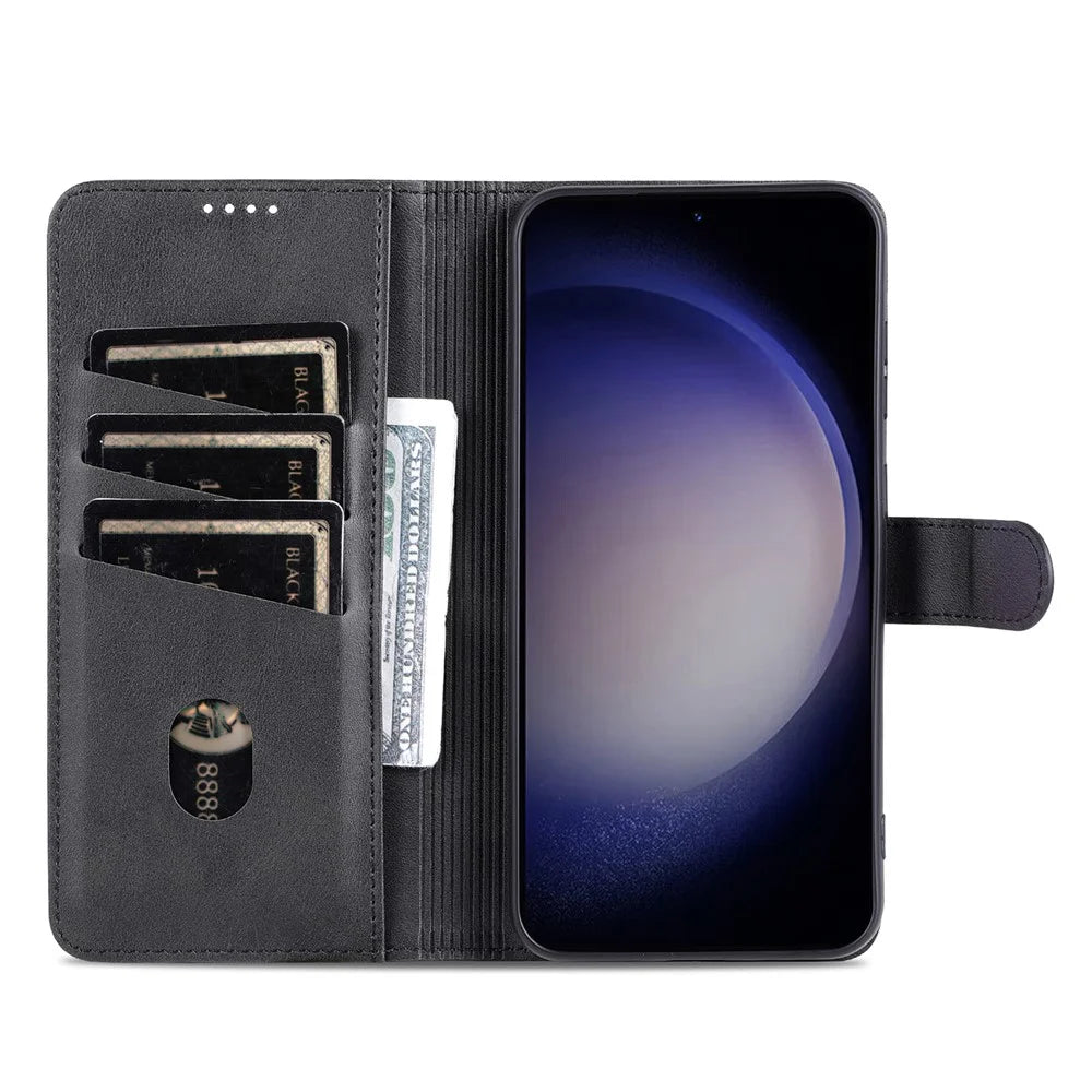 AZNS For Samsung Galaxy A05 4G Cell Phone Case PU Leather Wallet Cover with Stand - Black - 2