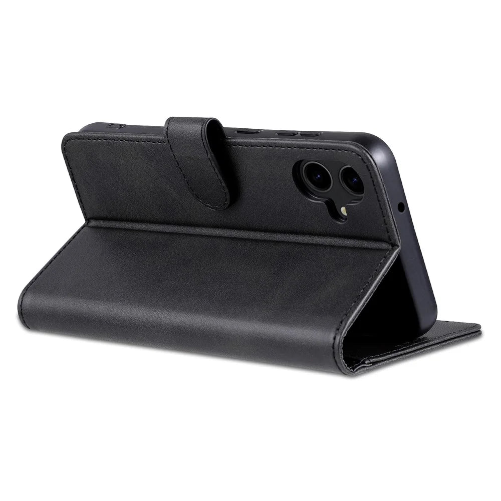 AZNS For Samsung Galaxy A05 4G Cell Phone Case PU Leather Wallet Cover with Stand - Black - 3