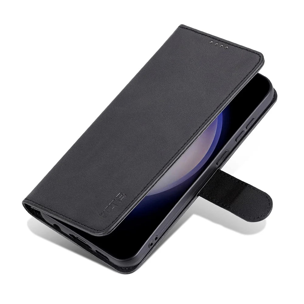 AZNS For Samsung Galaxy A05 4G Cell Phone Case PU Leather Wallet Cover with Stand - Black - 4