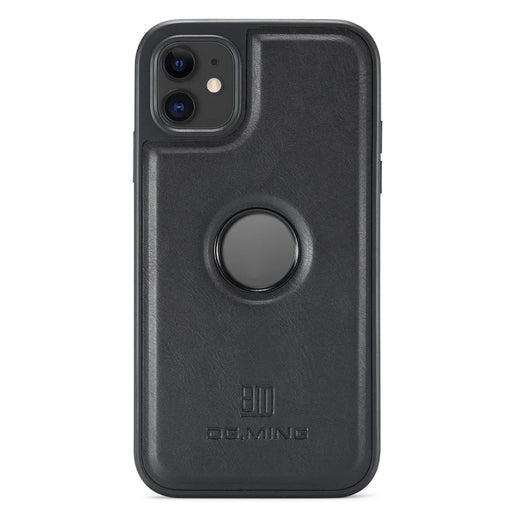 DG.MING For iPhone 11 Phone Case PU Leather Coated PC+TPU Hybrid Protective Cover - Black - 1