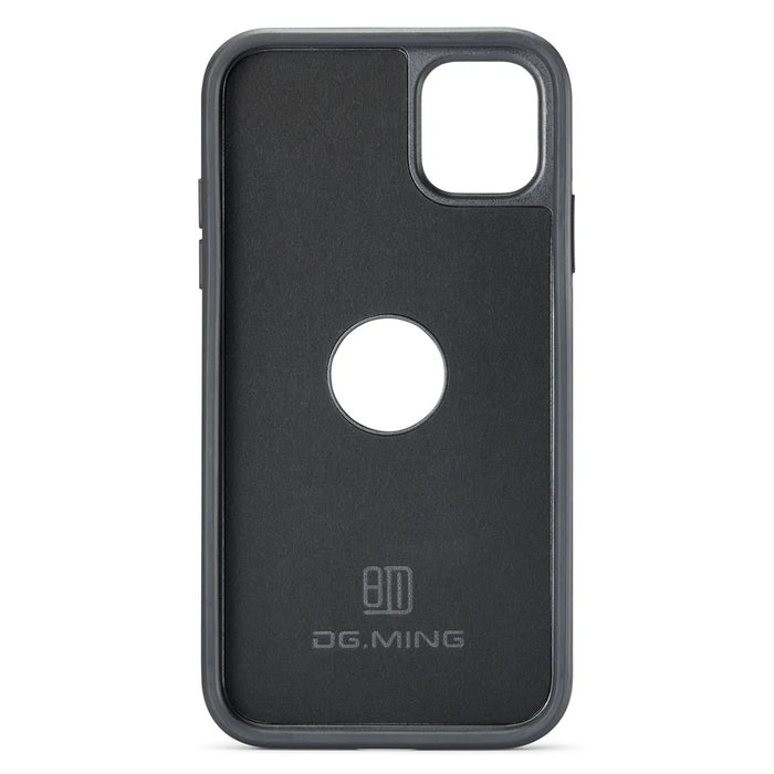 DG.MING For iPhone 11 Phone Case PU Leather Coated PC+TPU Hybrid Protective Cover - Black - 4