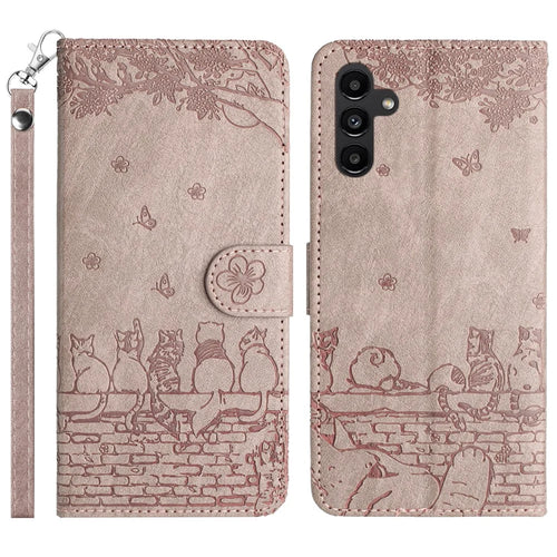For Samsung Galaxy A15 5G Cover PU Leather Wallet Cell Phone Case with Strap - Purple - 1
