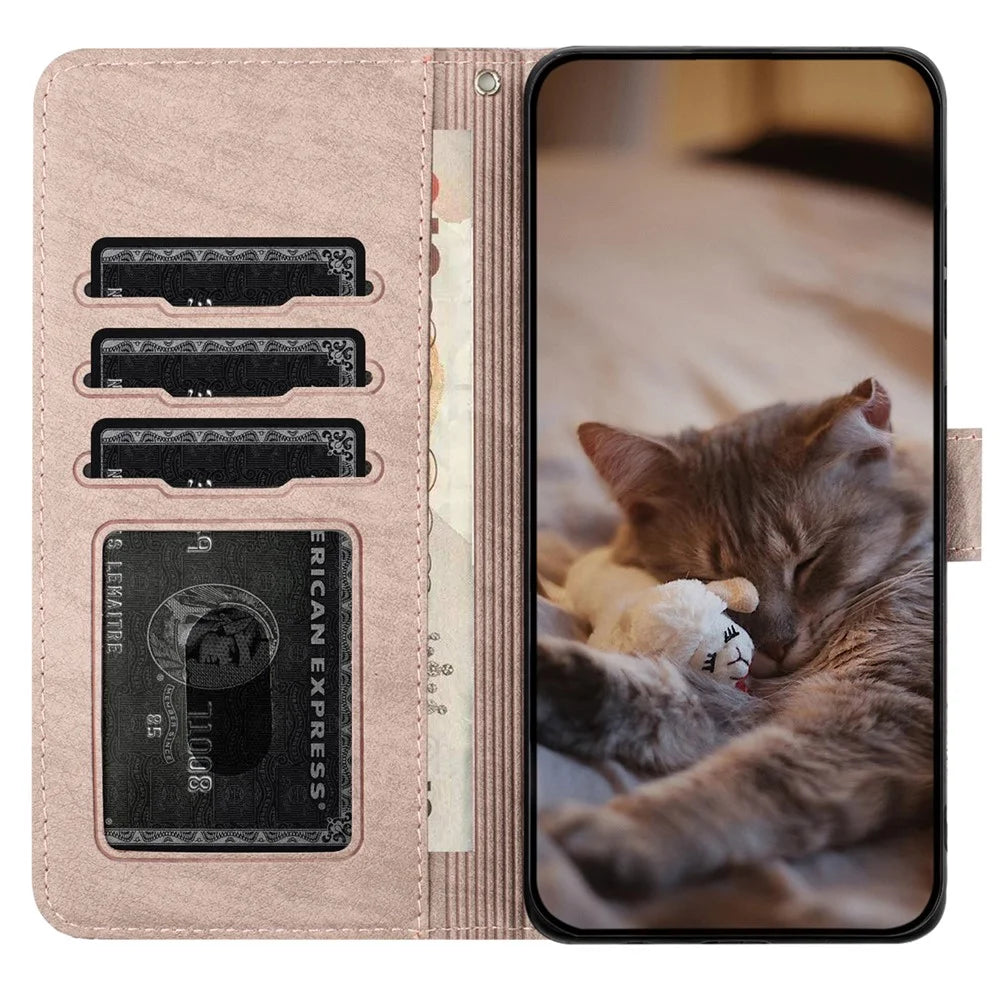 For Samsung Galaxy A15 5G Cover PU Leather Wallet Cell Phone Case with Strap - Purple - 3