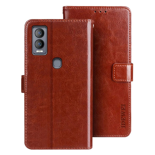 IDEWEI For AT&T Propel 5G Cell Phone Case Shockproof Flip Leather Wallet Cover - Brown - 1