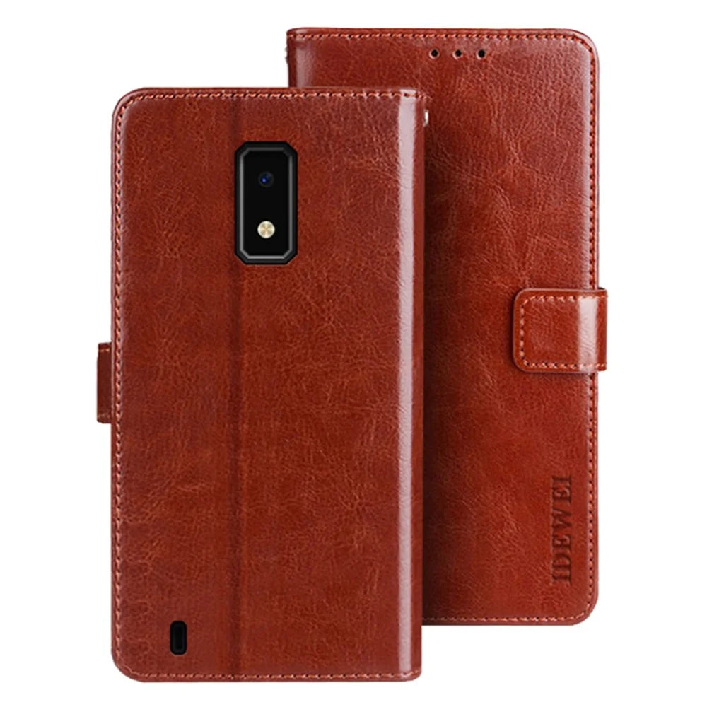 IDEWEI For BLU View 4 Case Anti-Scratch PU Leather Stand Mobile Phone Shell - Brown - 1