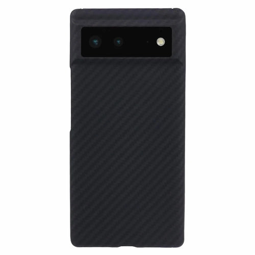For Google Pixel 6 Black Cell Phone Cover 1500D Coarse Texture Aramid Fiber Slim-Fit Case with Big Lens Cutout - 1