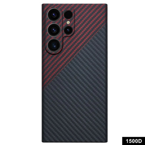 For Samsung Galaxy S23 Ultra Case 1500D Coarse Texture Aramid Fiber Precise Cutout Anti-Scratch Phone Cover - Red+Black - 1
