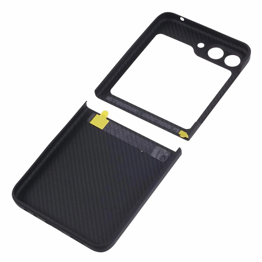 Precise Cutout Fine Textured Black Phone Case for Samsung Galaxy Z Flip5 5G Case Aramid Fiber Shockproof Cover - 4