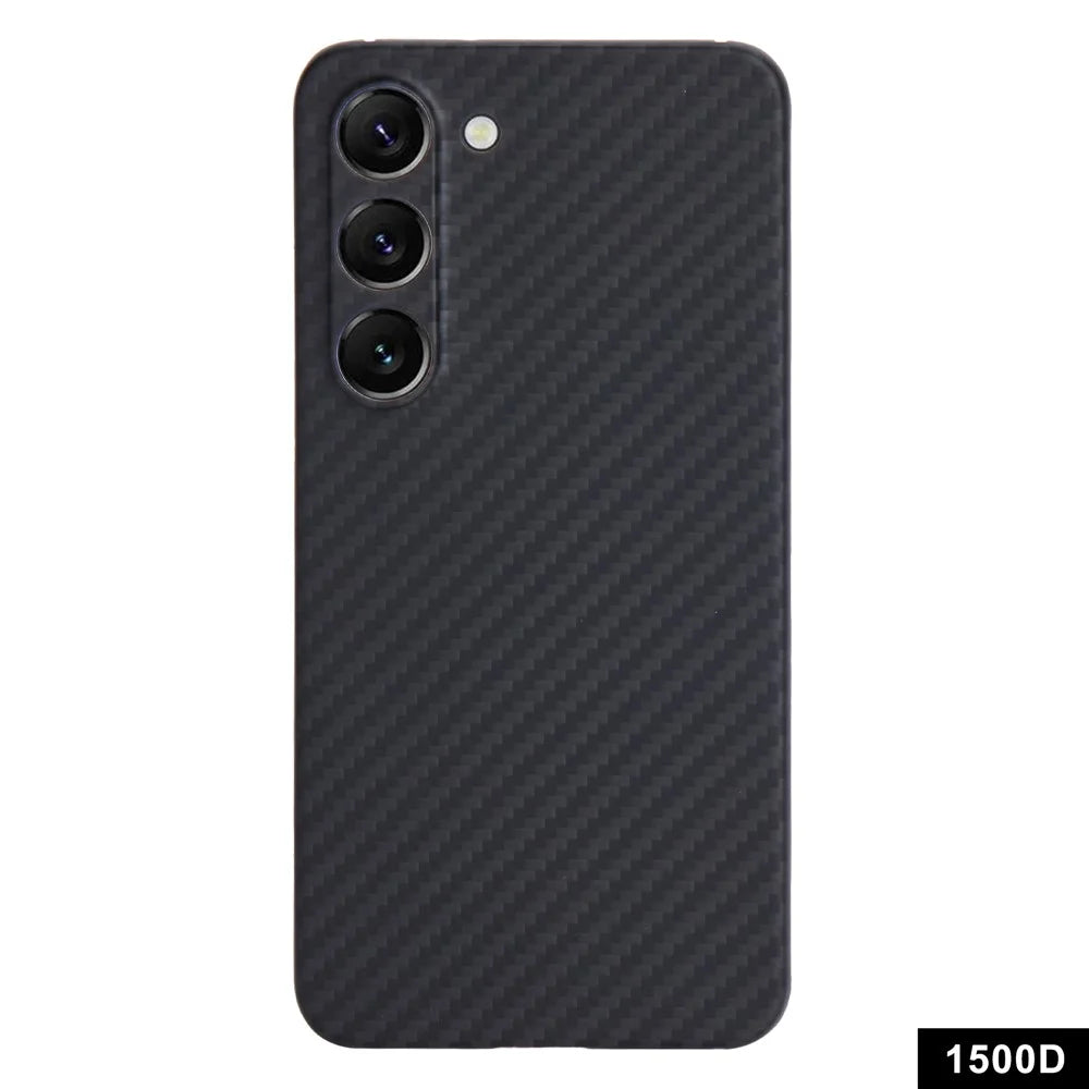 For Samsung Galaxy S23 Case 1500D Coarse Texture Aramid Fiber Smart Phone Cover with Precise Cutout - Black - 1