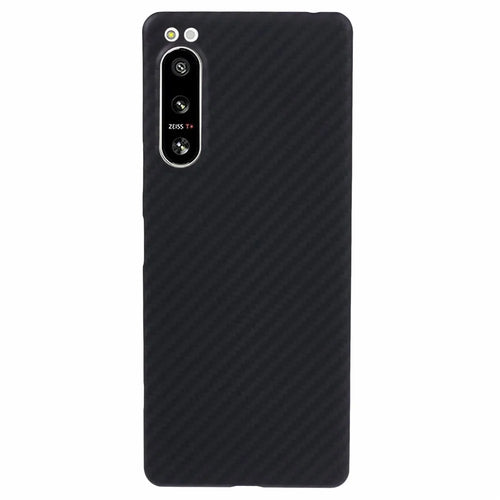 For Sony Xperia 5 IV 5G Case Aramid Fiber Slim Case 1500D Coarse Texture Black Phone Cover (Big Lens Hole) - 1