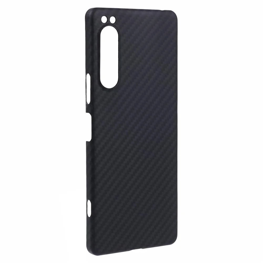 For Sony Xperia 5 IV 5G Case Aramid Fiber Slim Case 1500D Coarse Texture Black Phone Cover (Big Lens Hole) - 3