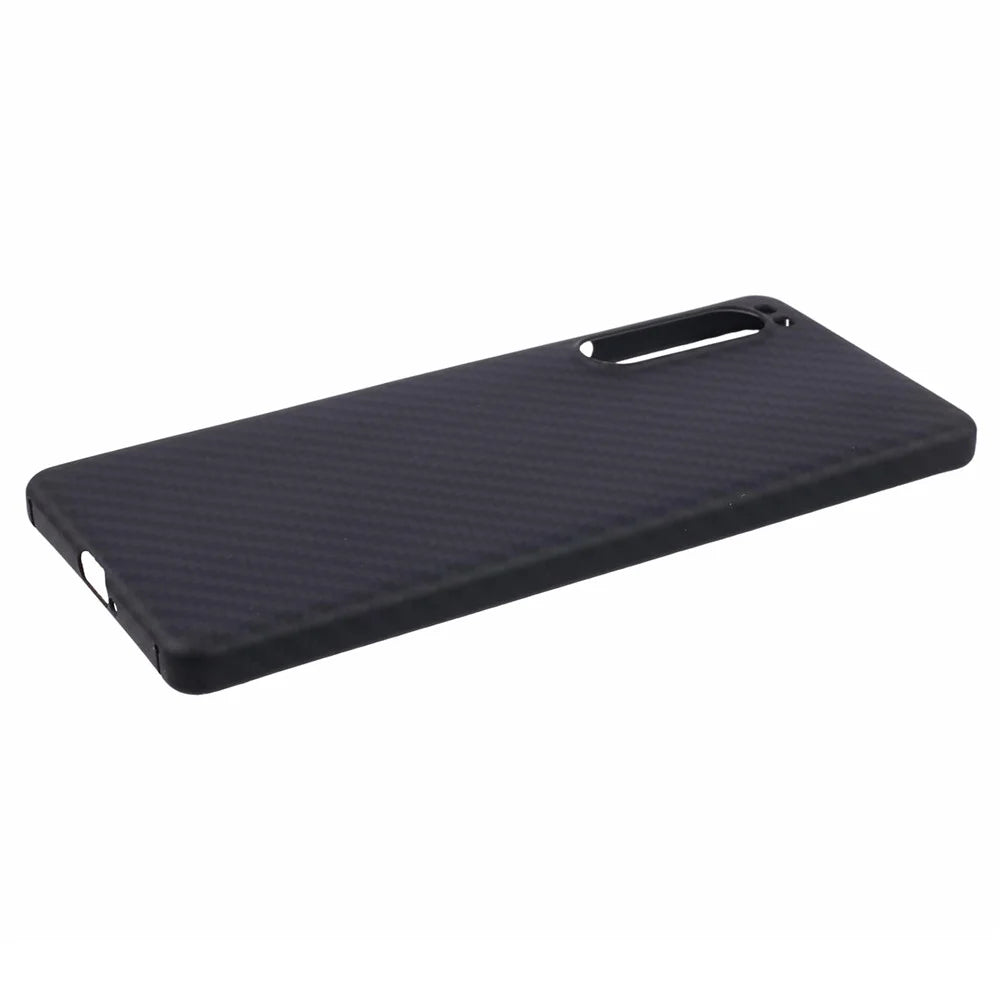 For Sony Xperia 5 IV 5G Case Aramid Fiber Slim Case 1500D Coarse Texture Black Phone Cover (Big Lens Hole) - 4