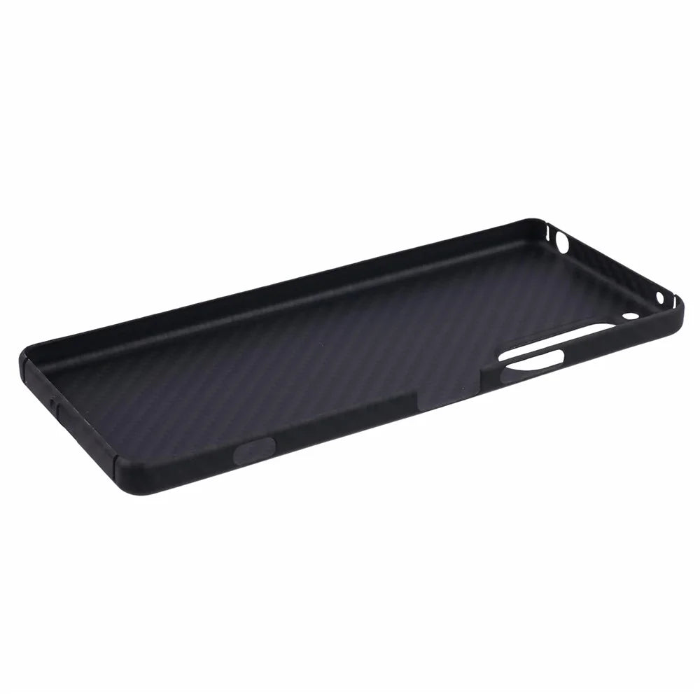 For Sony Xperia 5 IV 5G Case Aramid Fiber Slim Case 1500D Coarse Texture Black Phone Cover (Big Lens Hole) - 5