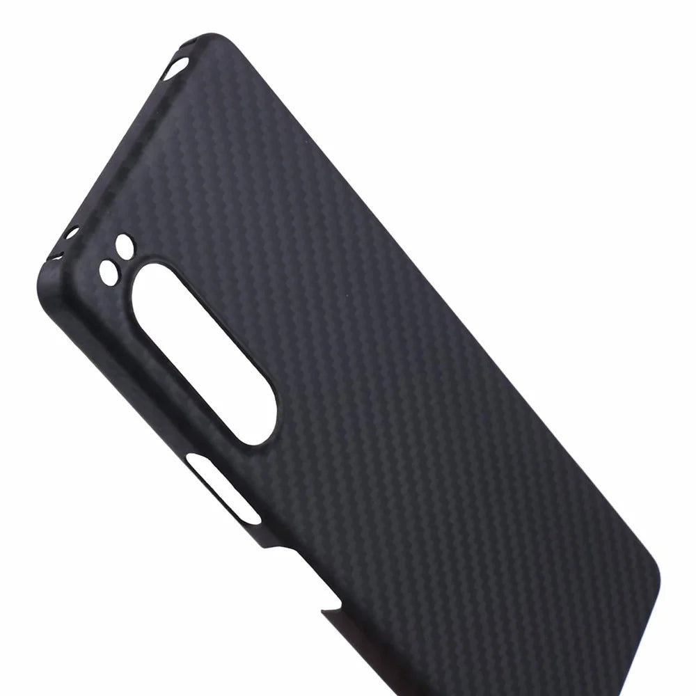 For Sony Xperia 5 IV 5G Case Aramid Fiber Slim Case 1500D Coarse Texture Black Phone Cover (Big Lens Hole) - 6
