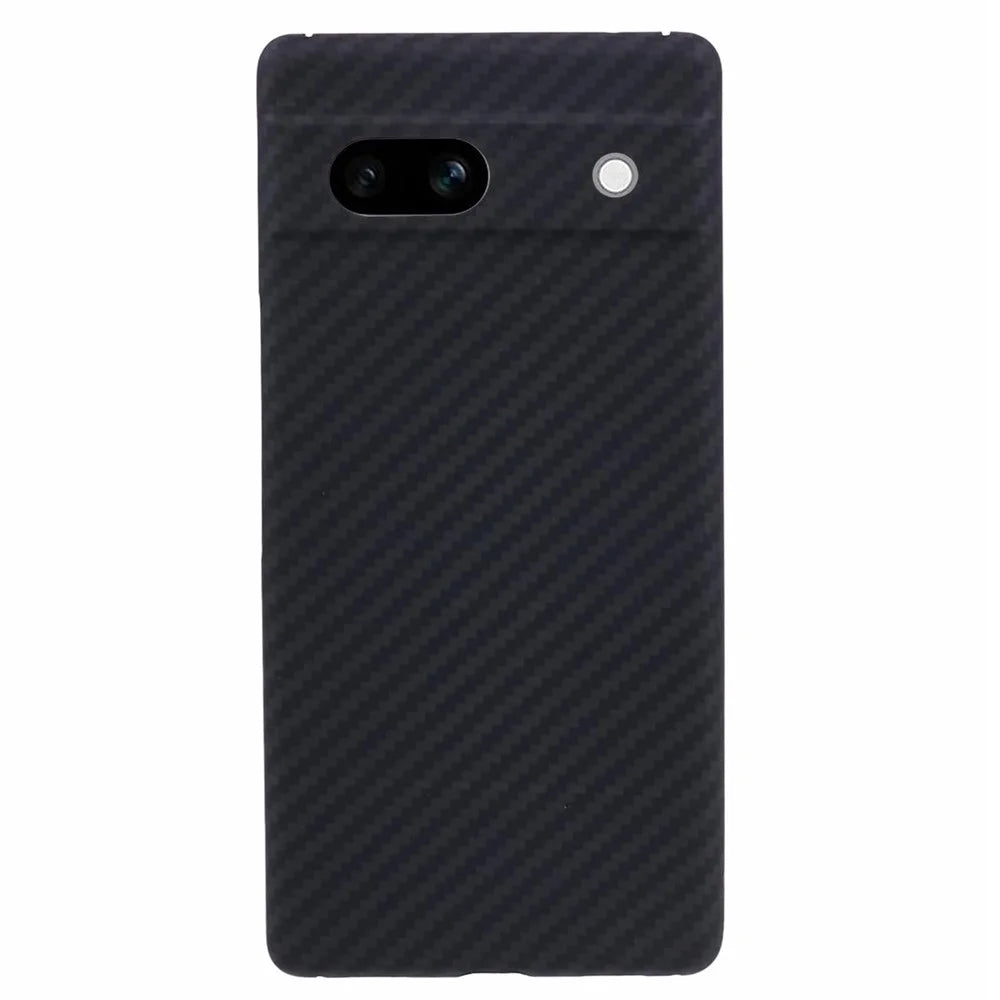 Aramid Fiber Phone Case for Google Pixel 7a Cover 1500D Coarse Texture Carbon Fiber Back Shell with Precise Cutout - Black - 1