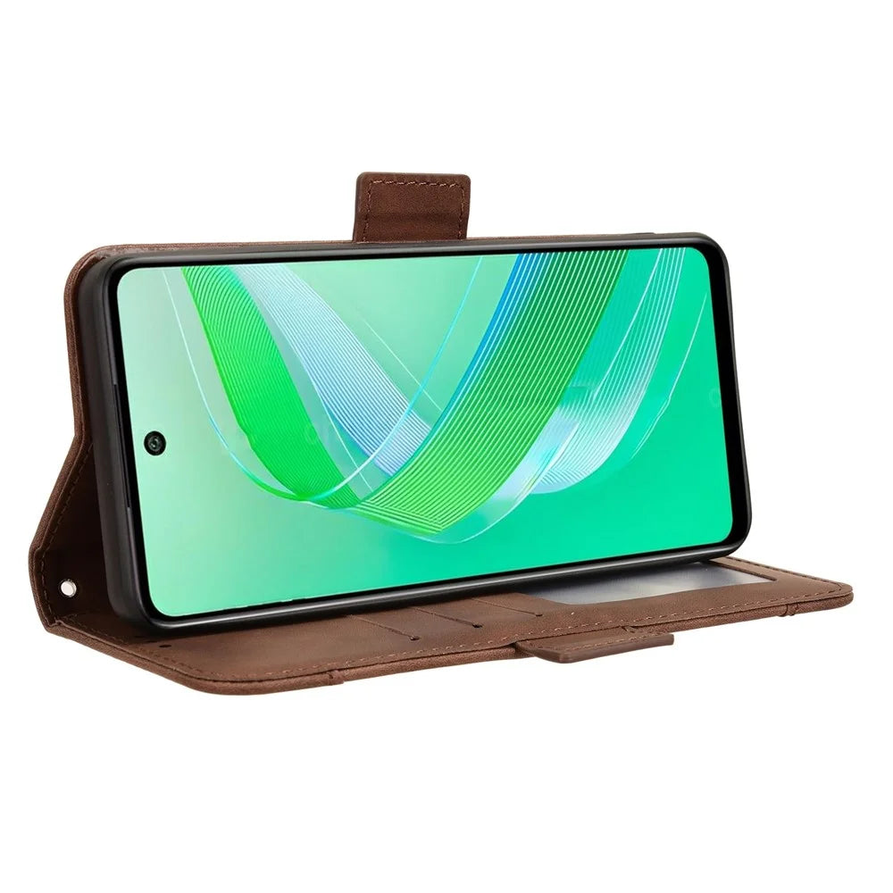 For Infinix Smart 8 4G X6525 / Smart 8 HD 4G Case Anti-Collision Multiple Card Slots Cell Phone Guard Cover - Brown - 4
