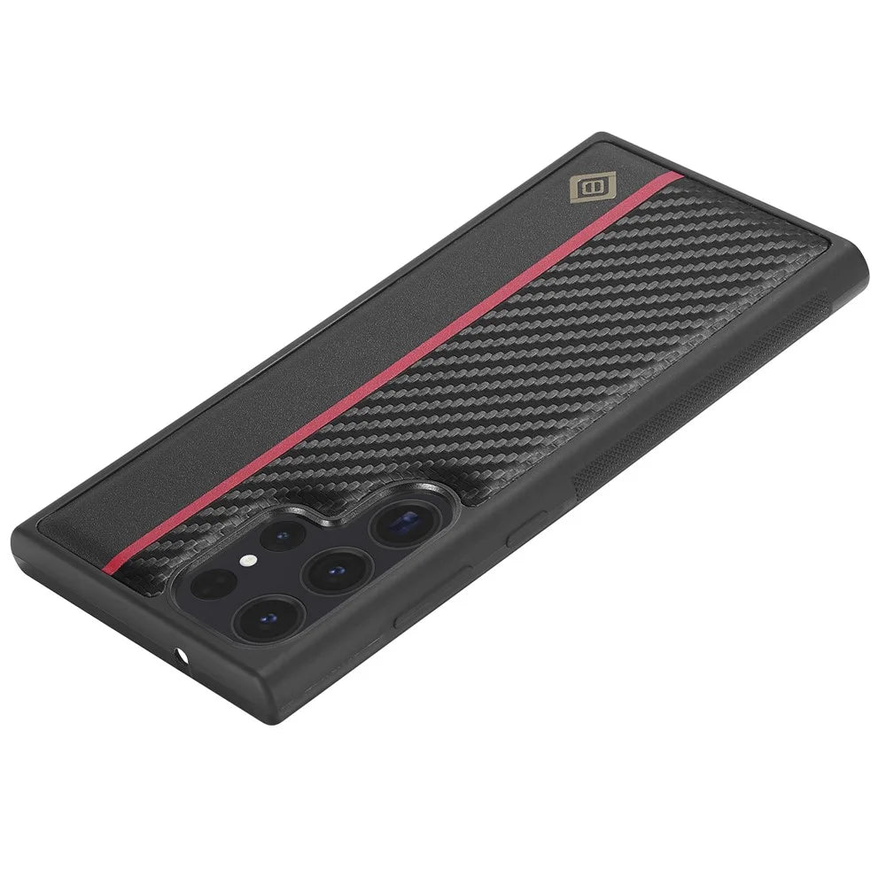 LC.IMEEKE For Samsung Galaxy S24 Ultra Case PU Leather+TPU+EVA Carbon Fiber Texture Phone Shell - 5
