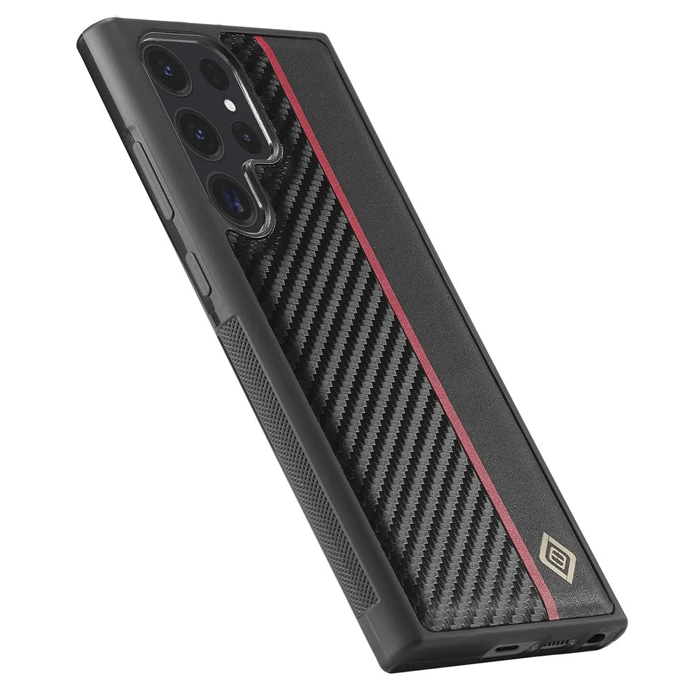 LC.IMEEKE For Samsung Galaxy S24 Ultra Case PU Leather+TPU+EVA Carbon Fiber Texture Phone Shell - 7