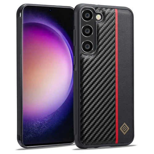LC.IMEEKE Carbon Fiber Texture Case for Samsung Galaxy S24 Shell PU Leather+TPU+EVA Phone Cover - 1