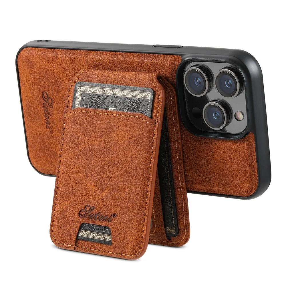 SUTENI H16 For iPhone 12 Pro Max 6.7 inch Case Compatible with MagSafe Detachable PU Leather+TPU Phone Cover - Khaki - 3