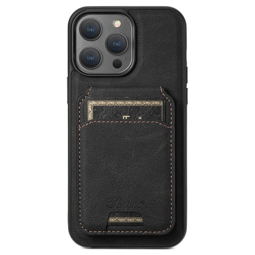 SUTENI H16 For iPhone 13 Pro Max 6.7 inch Magnetic Cases PU+TPU Card Holder Phone Cover Compatible with MagSafe - Black - 1