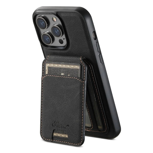 SUTENI H16 For iPhone 13 Pro Max 6.7 inch Magnetic Cases PU+TPU Card Holder Phone Cover Compatible with MagSafe - Black - 2