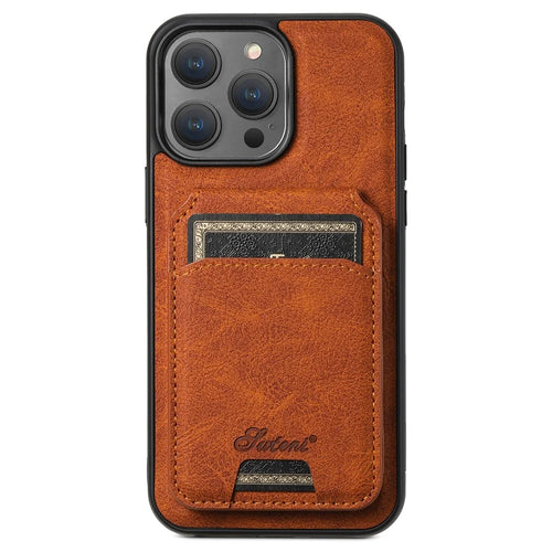 SUTENI H16 For iPhone 14 Pro Max Magnetic Case PU+TPU Anti-fall Detachable Phone Cover - Khaki - 1