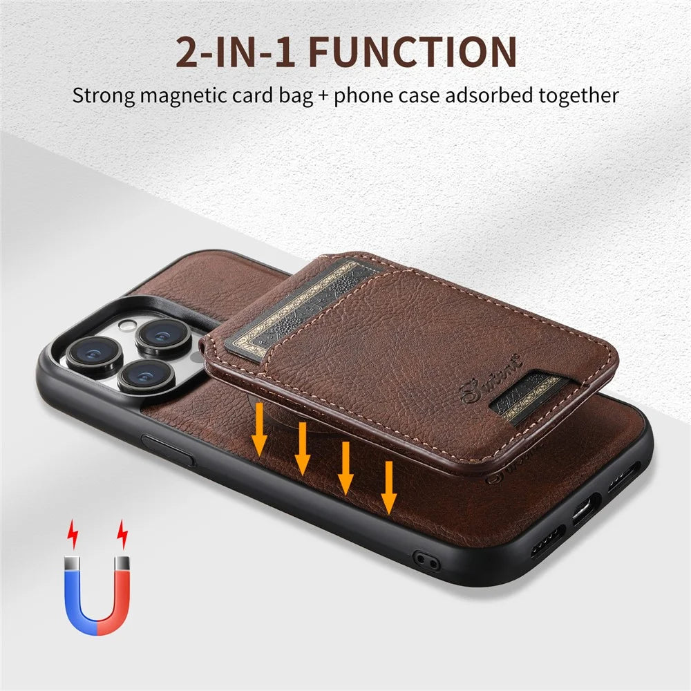 SUTENI H16 For iPhone 12 / 12 Pro Phone Case Kickstand Magnetic Detachable Cover - Brown - 7